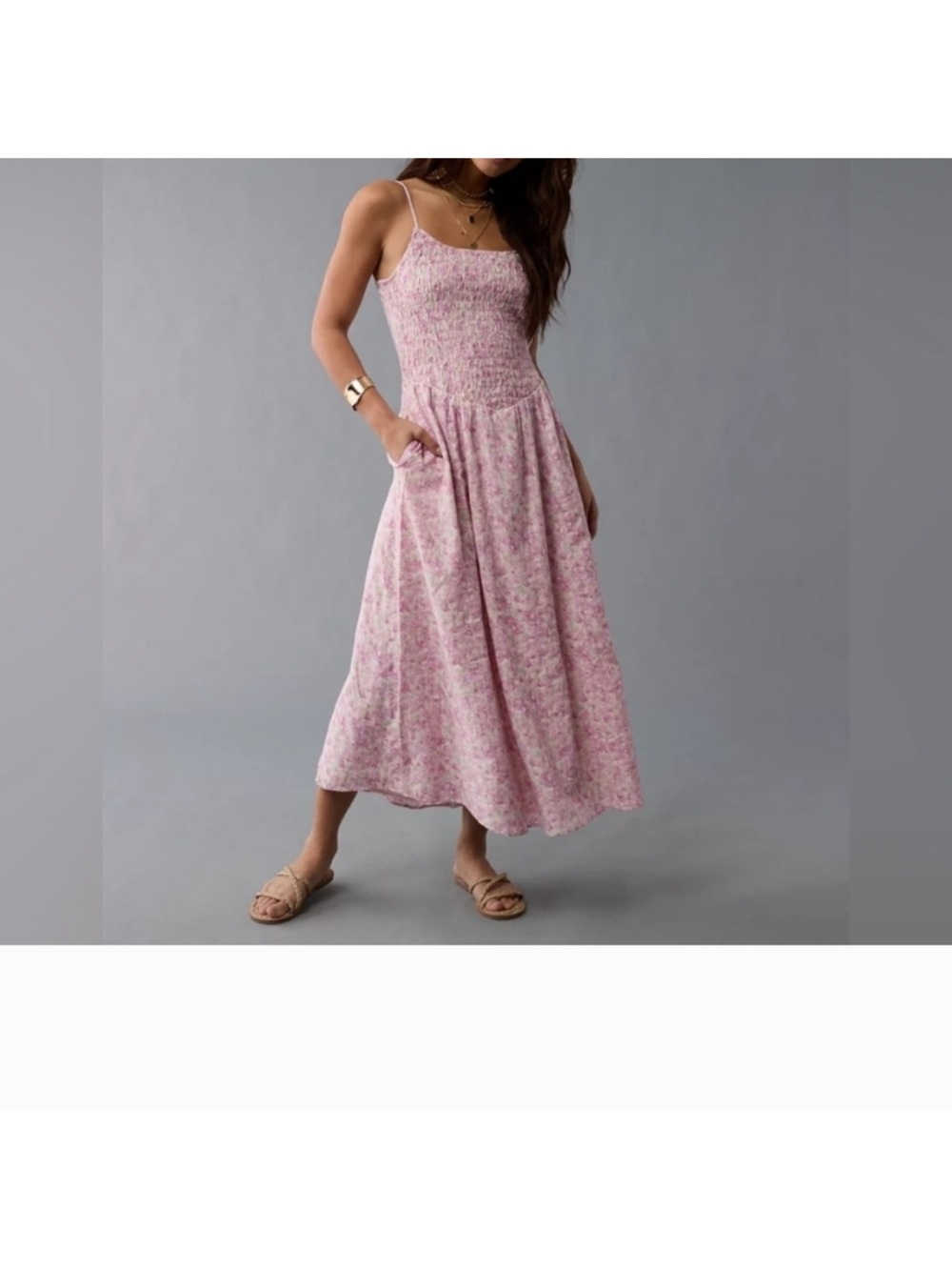 American Eagle Outfitters Lavender Floral Smocked Dress